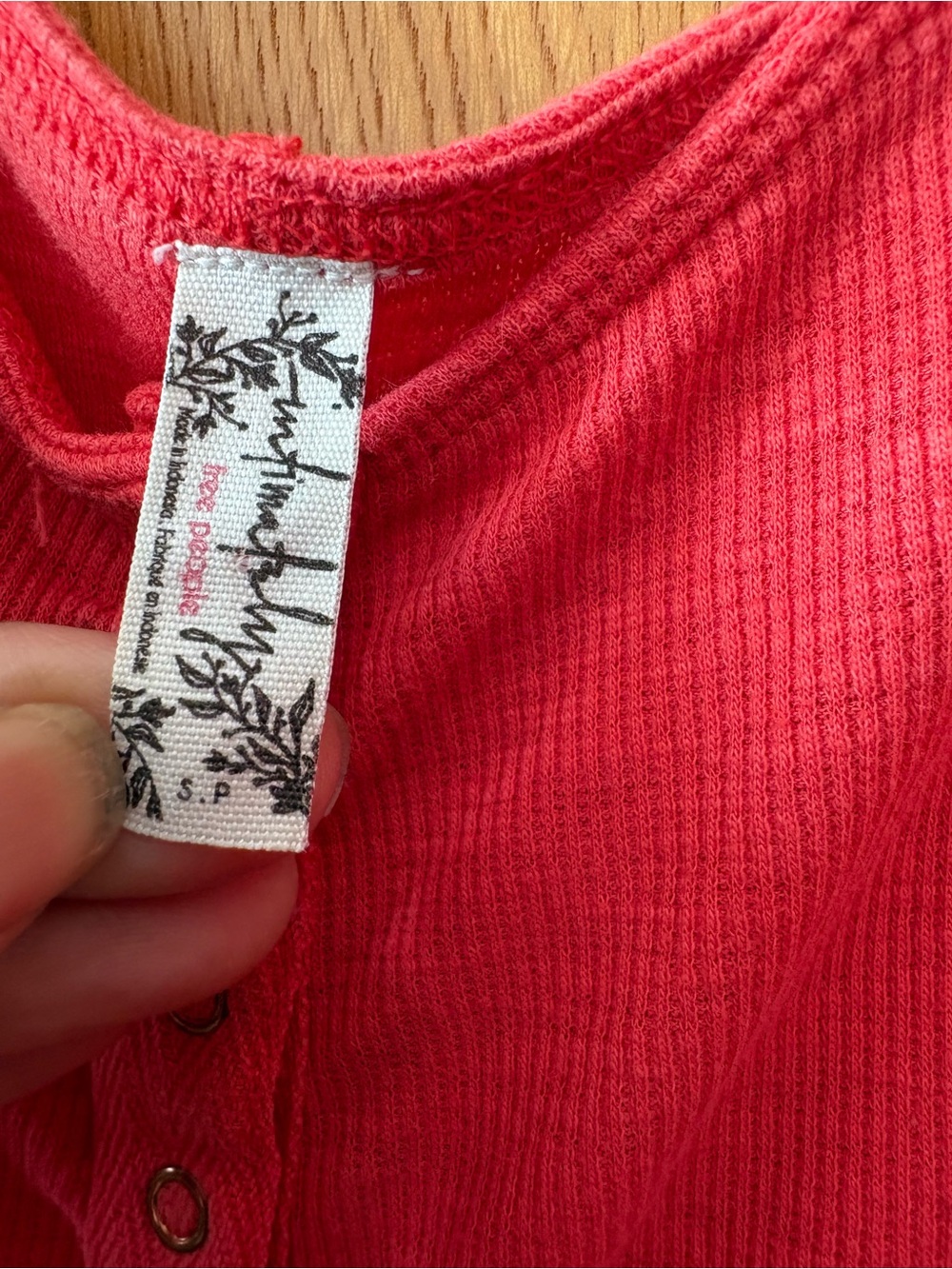 Free People Coral Ribbed Button-Front Tank S - Picture 2 of 7